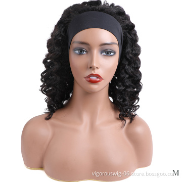 Short Water Wave Bob Brazilian Human Hair Wigs With Headband Curly for Black Women Pixie Cut Wig Black Color Wholesale Price